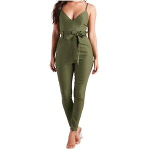 Windsor Belted Jumpsuit Pant suit Olive Green Size Medium